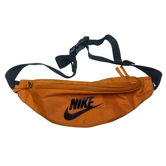 NIKE Heritage Hip Fanny Pack Waist Bag Orange Black Adjustable Zip Compartment - Picture 11 of 13